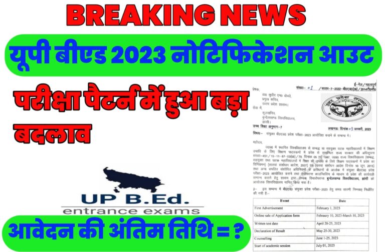 UP B.Ed JEE 2023 Notification (Out)